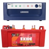 Luminous ECO WATT+ 650 Square Wave Inverter & EXIDE INSTABRITE IB1350 135AH Flate Plate Battery